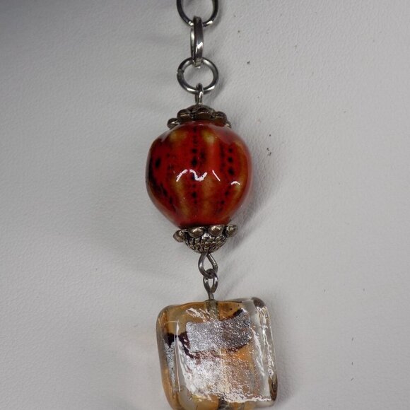 Premier Designs Long Necklace Black Orange Carnelian Agate Gemstone Silver-tone - Picture 7 of 13